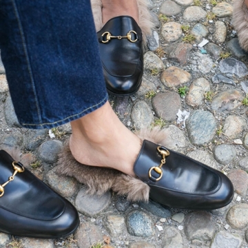 Gucci slip store on fur loafers