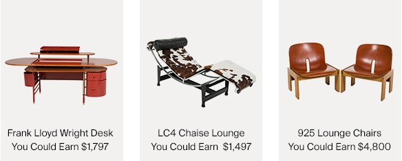 Cassina Frank Lloyd Wright Johnson Wax Desk, LC4 Chaise Longue Lounge Chair and 925 Lounge Chairs & Amounts You Could Earn If You Sold These Items