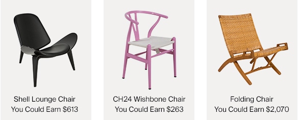 Hans Wegner Shell Lounge Chair, Wishbone Chair and Folding Chair & Amounts You Could Earn If You Sold These Items