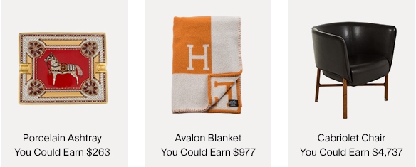 Hermès Ashtray, Avalon Blanket and Cabriolet Chair & Amounts You Could Earn If You Sold These Items