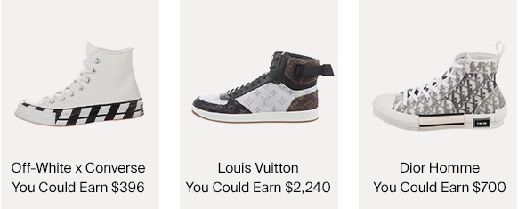 Off-White x Converse, Louis Vuitton & Dior Homme Sneakers & Amounts You Could Earn For Selling