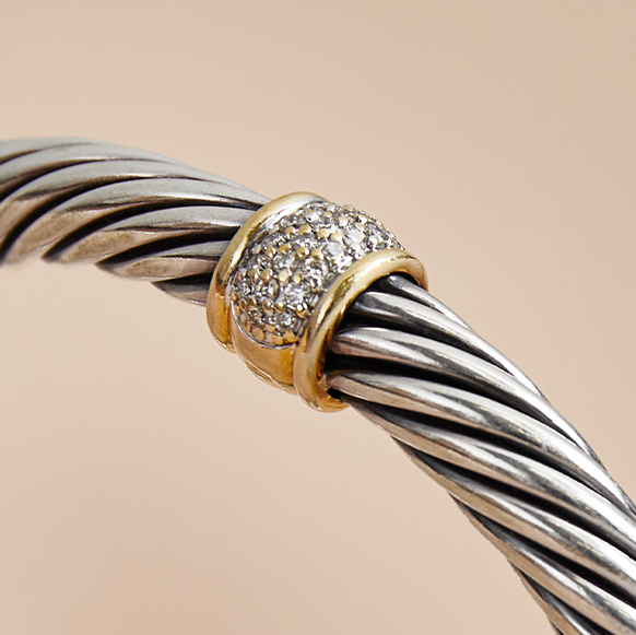 David Yurman Cable Bracelet Set With Diamonds