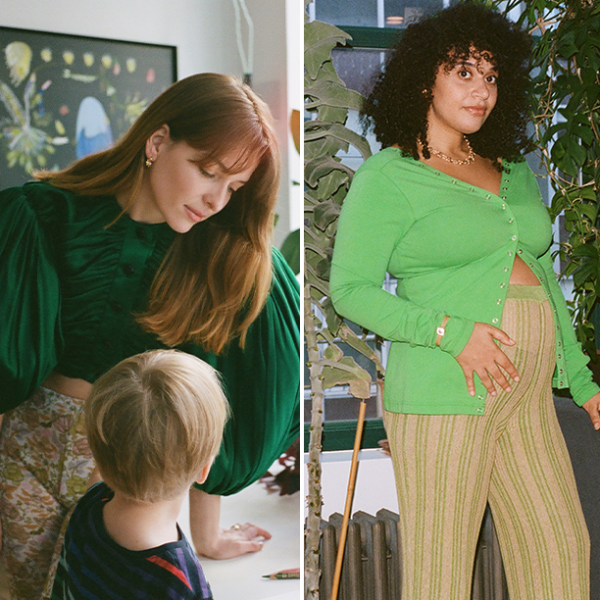 Mother's Day Feature: Three moms, Andrea Laušević, Collier Meyerson, and Stacey Gladstone in different stages of life with their children wearing designer clothes. Photographs by Mary Manning