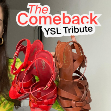 Liana Satenstein holds YSL Tribute Sandals